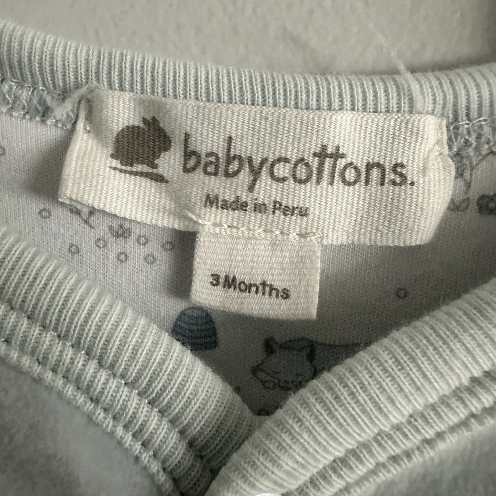 babycottons Soft Blue Footed One Piece Size 3 M - Picture 3 of 4